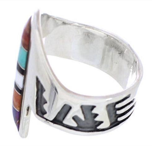 Sterling Silver Southwestern Multicolor Ring Size 6-1/4 EX61096